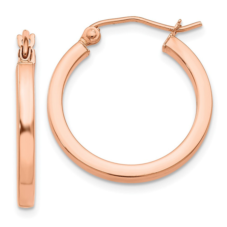 14k Rose Gold Lightweight Square Tube Hoop Earrings - TF-6AB4219E-3510