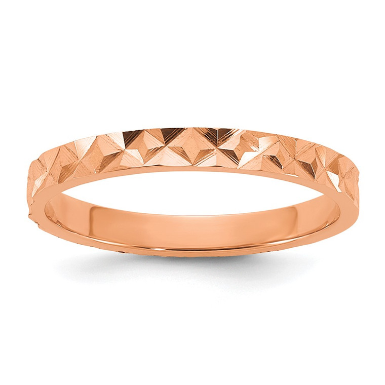 14K Rose Gold Madi K Diamond-cut Design 2mm Flat Band Size 3 Baby / Children's Ring