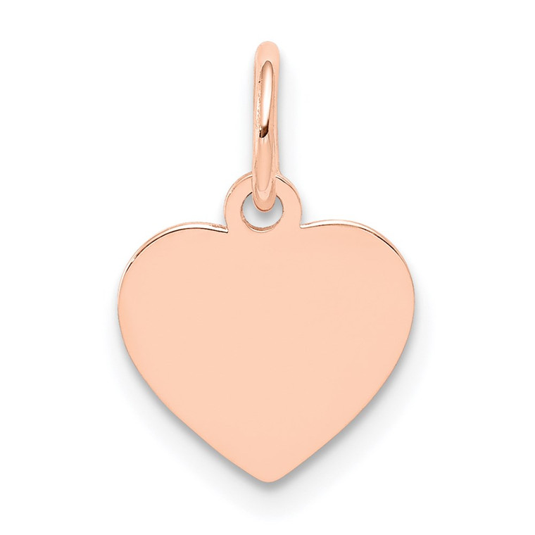 14k Rose Gold Plain .018 Gauge Engraveable Heart Disc Charm - XR-96E50BAE-3257