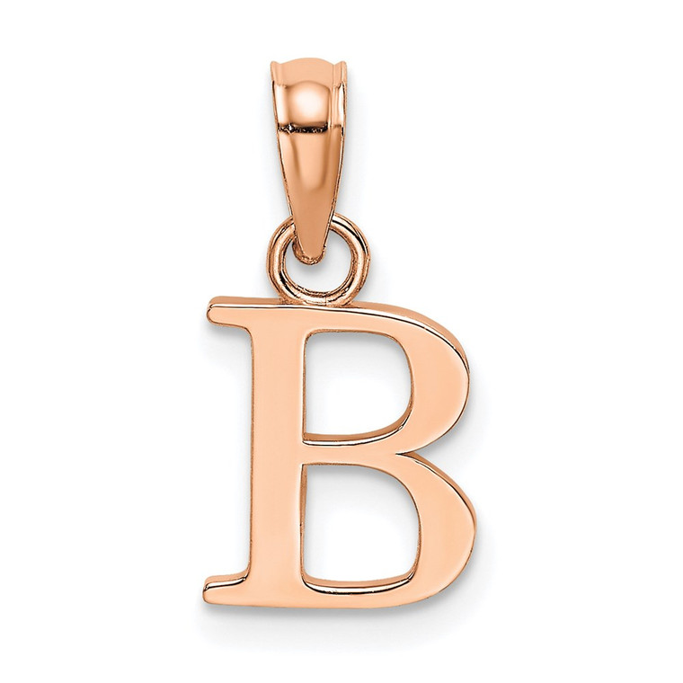 14K Rose Gold Polished Block Letter B  Initial Pendant