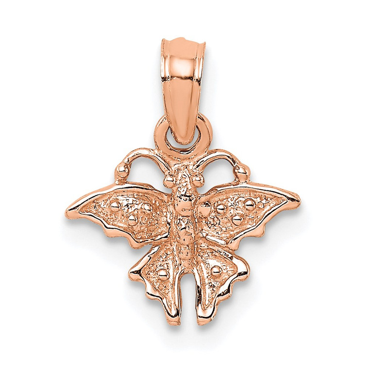 14K Rose Gold Textured Mini Butterfly Charm