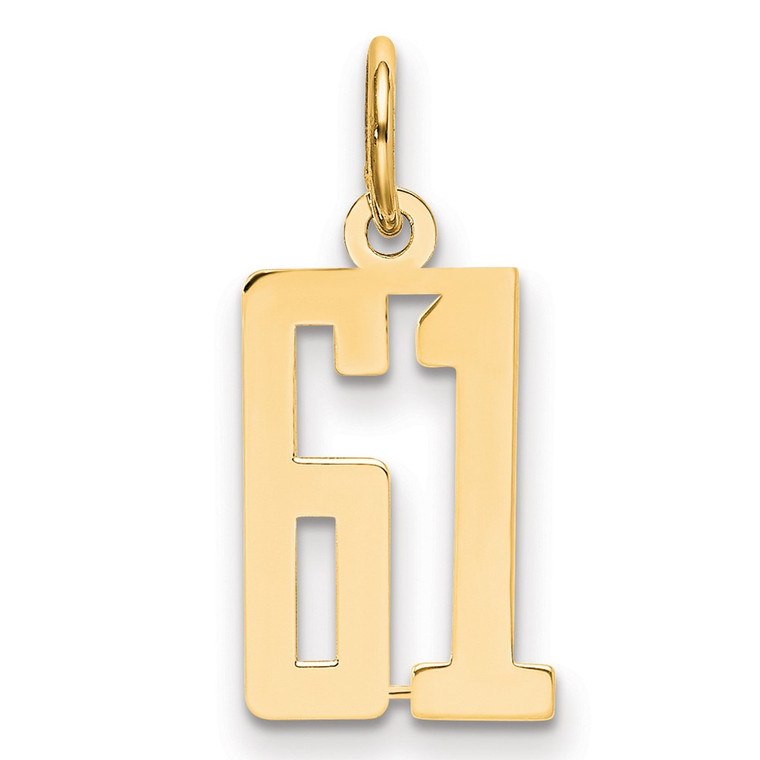 14k Small Elongated Number 61 Charm