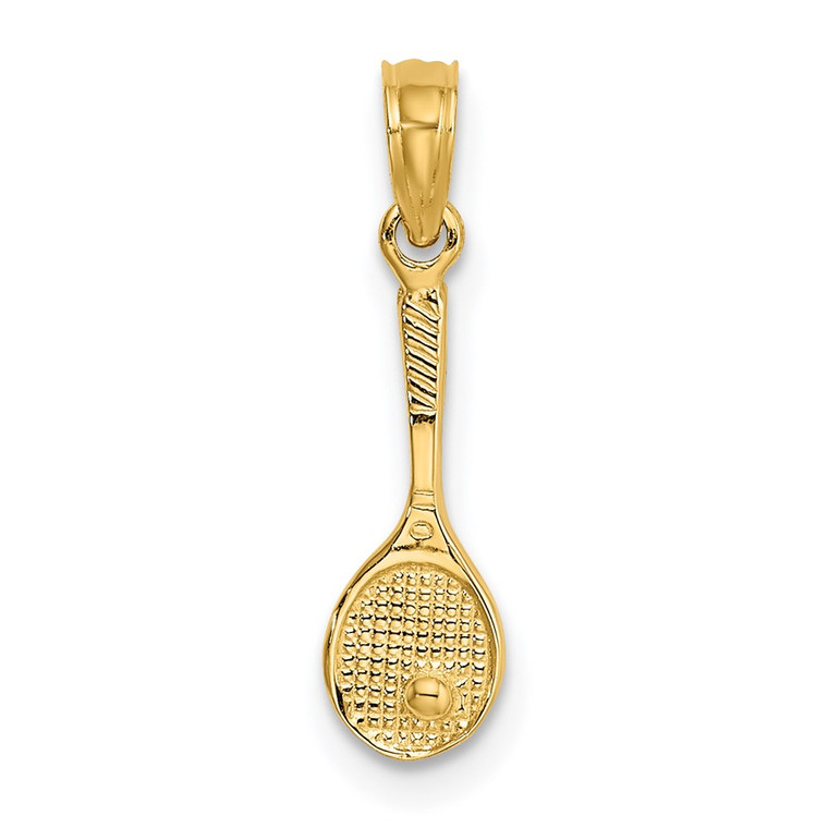 14K Solid Polished 3-D Tennis Racquet Charm - D1-45E2F5ED-6592