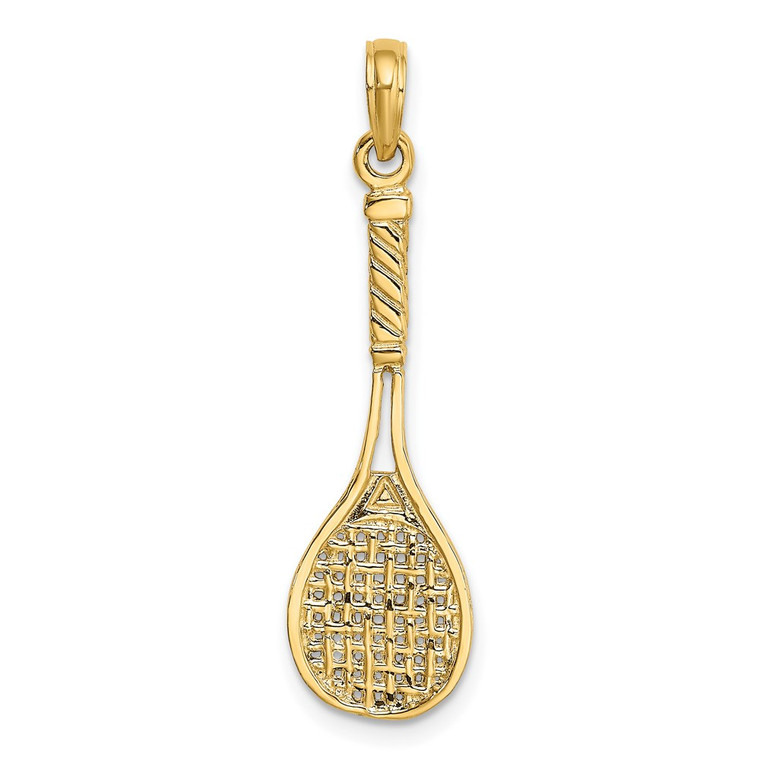 14K Solid Polished 3-D Tennis Racquet Charm - D1-B64A2B72-8595