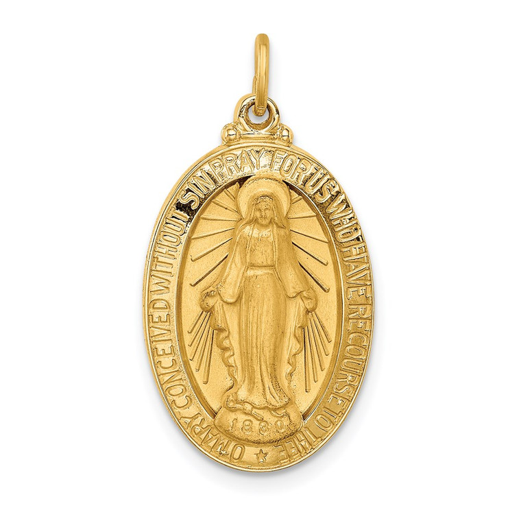 14k Solid Polished/Satin Medium Oval Miraculous Medal - XR-B55F8065-3934
