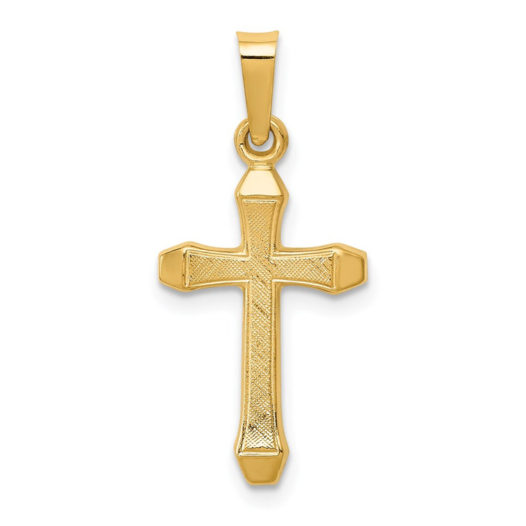 14k Textured and Polished Latin Cross Pendant - XR-697CD141-3961