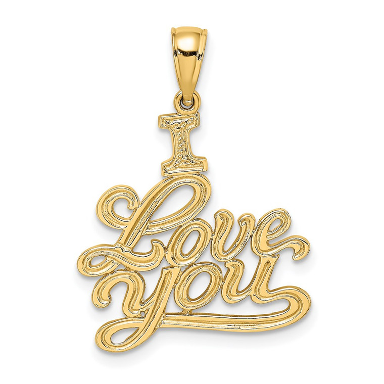 14K Textured I LOVE YOU Charm