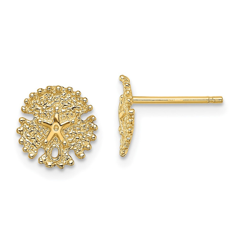 14K Textured Sand Dollar Post Earrings - TE-90A09972-7417