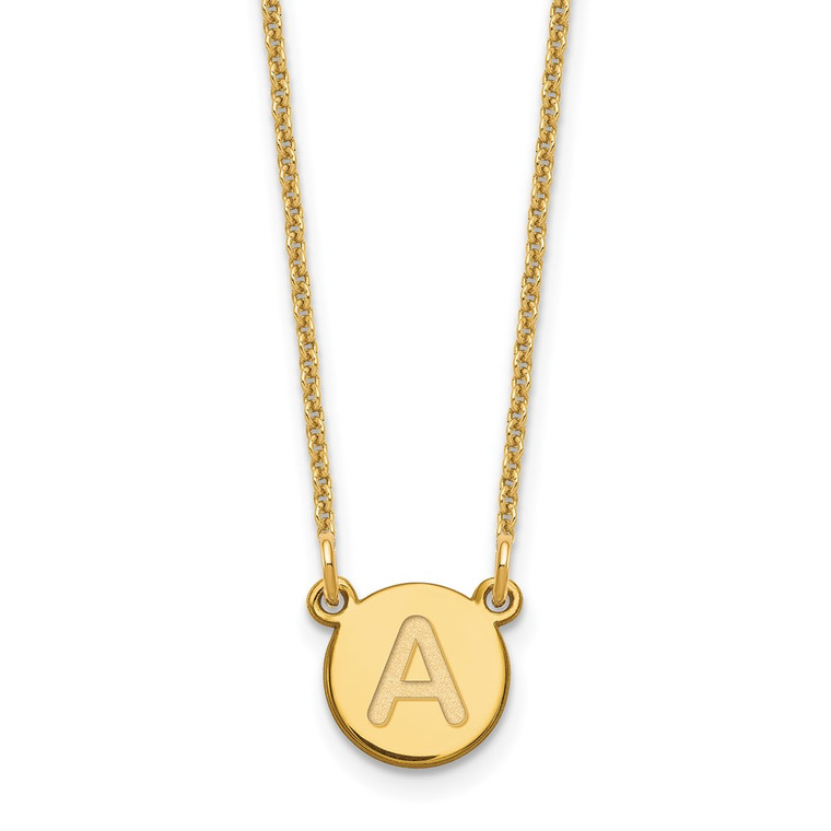 14k Tiny Circle Block Letter A Initial Necklace