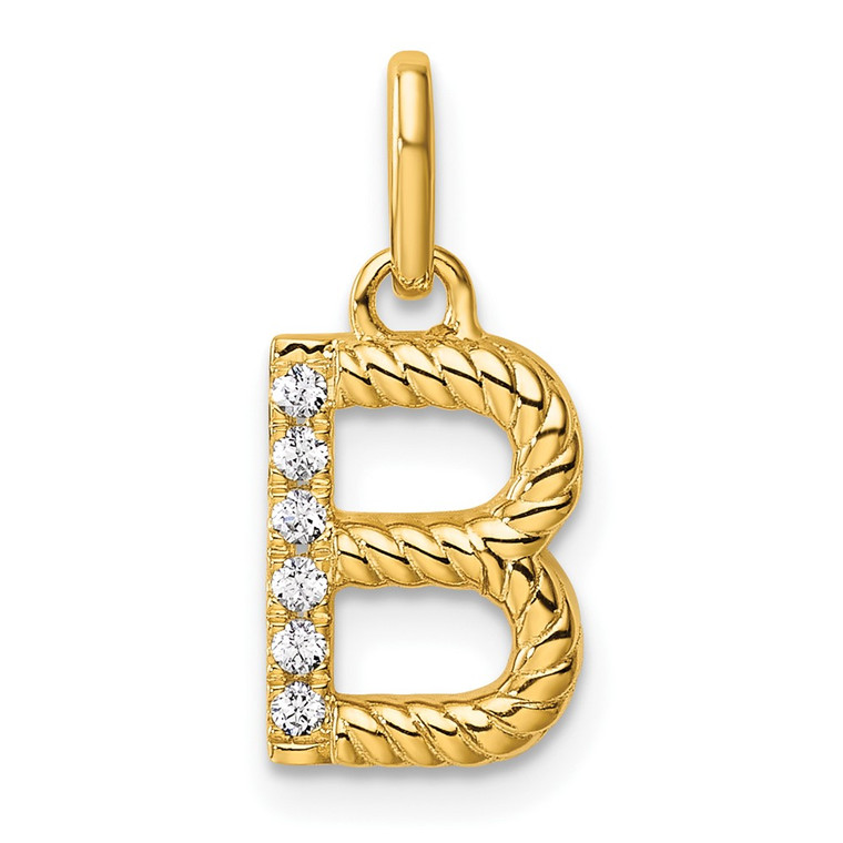 14k Twisted with .05 ct. Diamond Initial B Charm