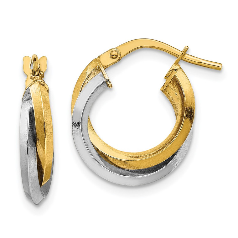 14k Two Tone Polished Double Hoops - TF-6DE24750-6124
