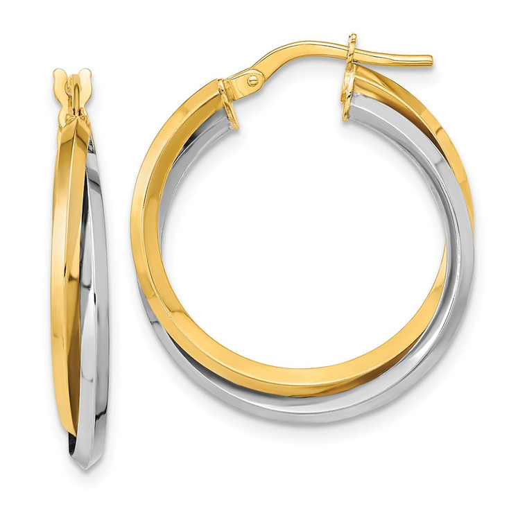 14k Two Tone Polished Double Hoops - TF-F12B4558-5910