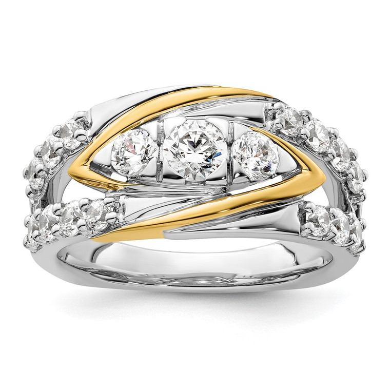 14k Two-Tone 1 1/6 carat Lab Grown Diamond VS/SI+ G+ Complete Fashion Ring