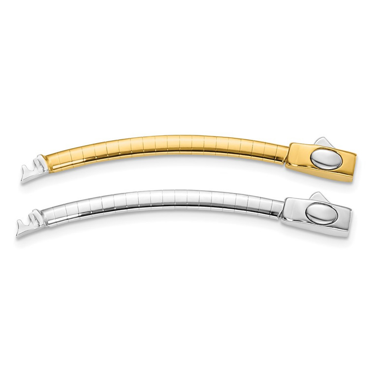 14k Two-tone 3mm White and Yellow Domed Omega 2 inch Extender for Reversible Necklace