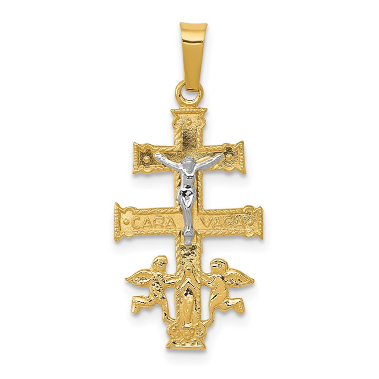 14k Two-tone Cara Vaca Crucifix Pendant - XR-8B87271B-2356