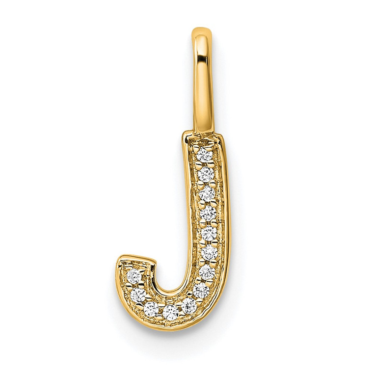 14K  Gold Diamond Letter J Initial Pendant