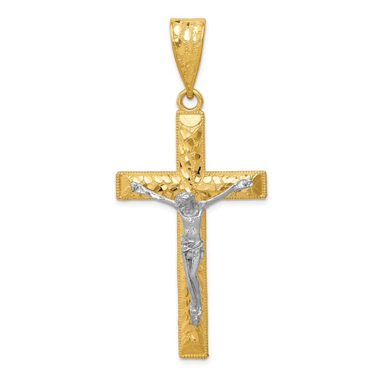 14k Two-tone Diamond-cut Crucifix Pendant - K6-DD66BC2B-2548