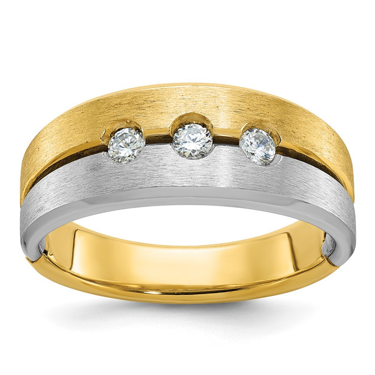 14k Two-tone IBGoodman Men's Polished and Satin 1/4 carat Diamond Complete Ring - B6-F15B4961-2265
