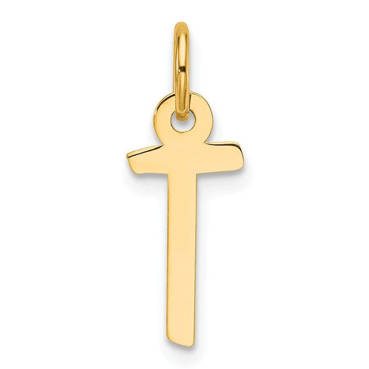 14K  Slanted Block Letter T Initial Charm