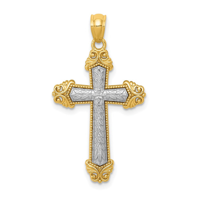 14k Two-tone Polished Cross Pendant - K6-E0513638-7308