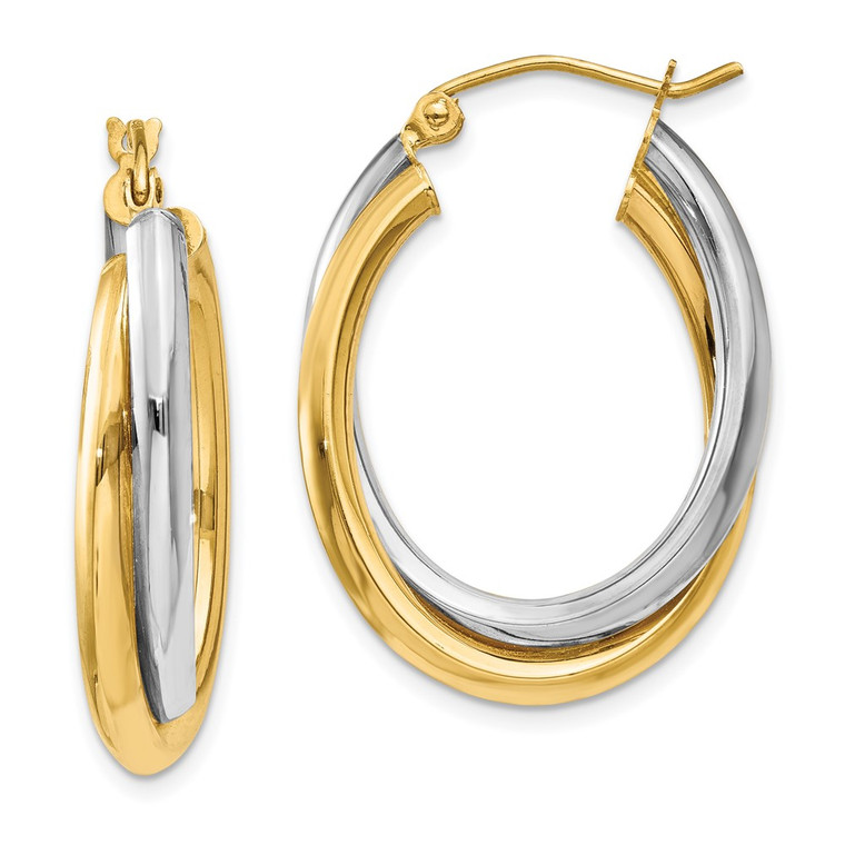 14k Two-tone Polished Double Oval Hoop Earrings - TM-0E413F6E-1997