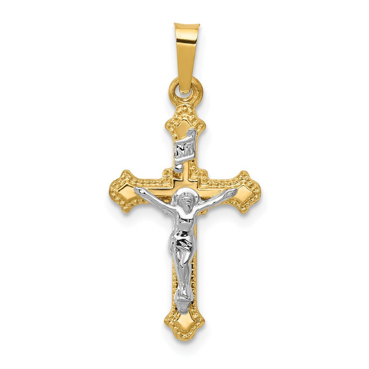 14k Two-tone Polished INRI Crucifix Pendant - XR-146CB20D-9216