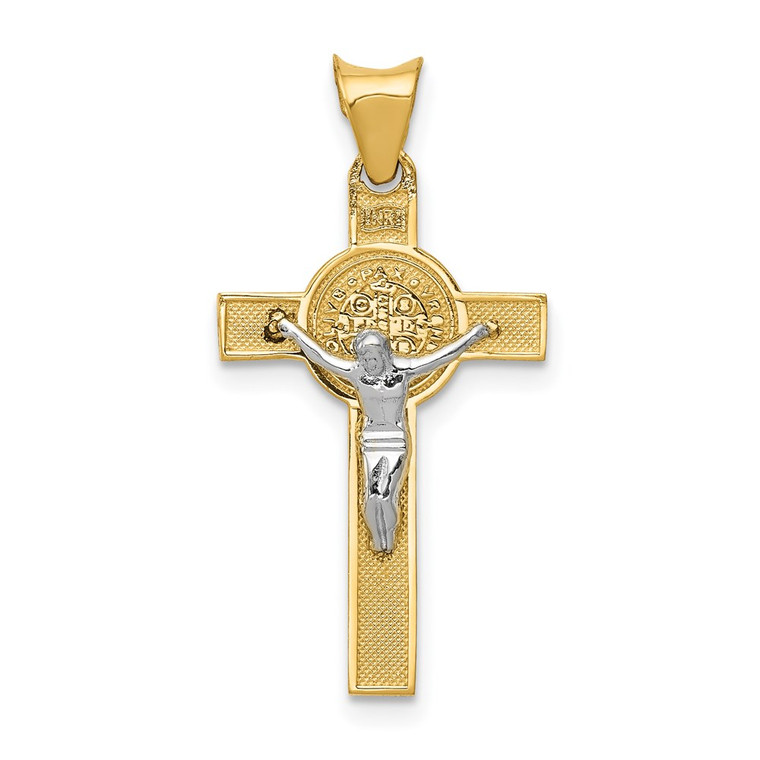 14k Two-Tone St. Benedict Medal Crucifix Cross Pendant - K5-60C456C6-6667