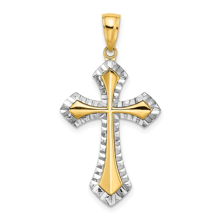 14K w/ Rhodium and D/C Reversible Cross Charm