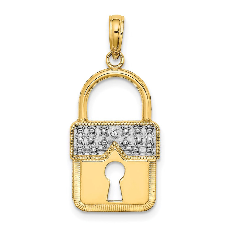 14k w/Rhodium Lock Charm