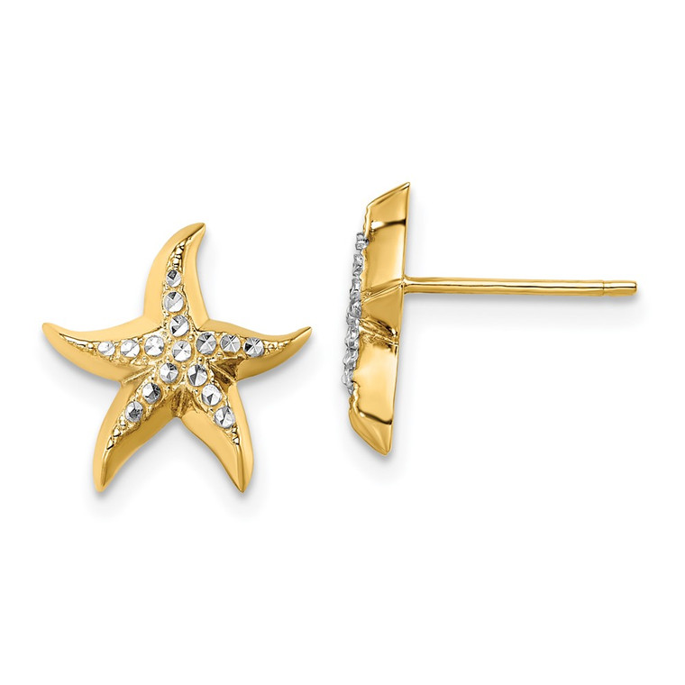 14k w/Rhodium Starfish Post Earrings - K9-C9333DD0-2699