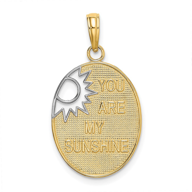 14k w/Rhodium YOU ARE MY SUNSHINE Cut-out Sun Charm