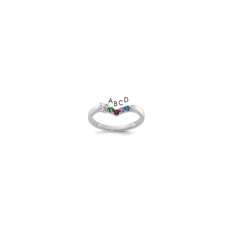 14k WG 4 Birthstone with Diamond with Mother's Ring Semi-mount