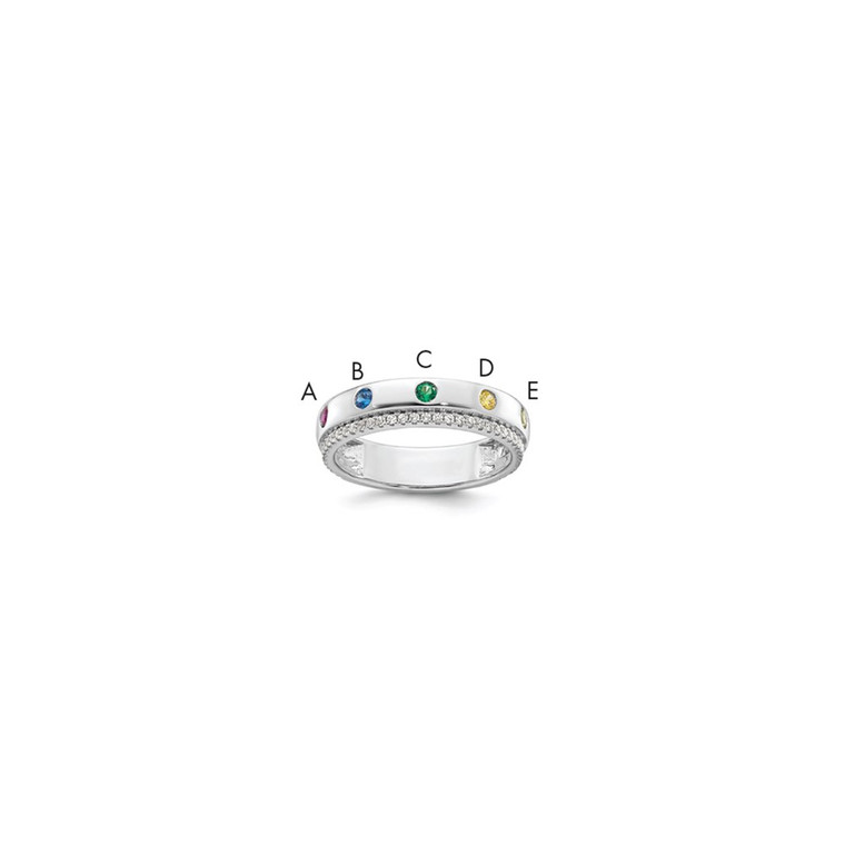 14k WG 5 Birthstone and Diamond Mother's Ring Semi-mount
