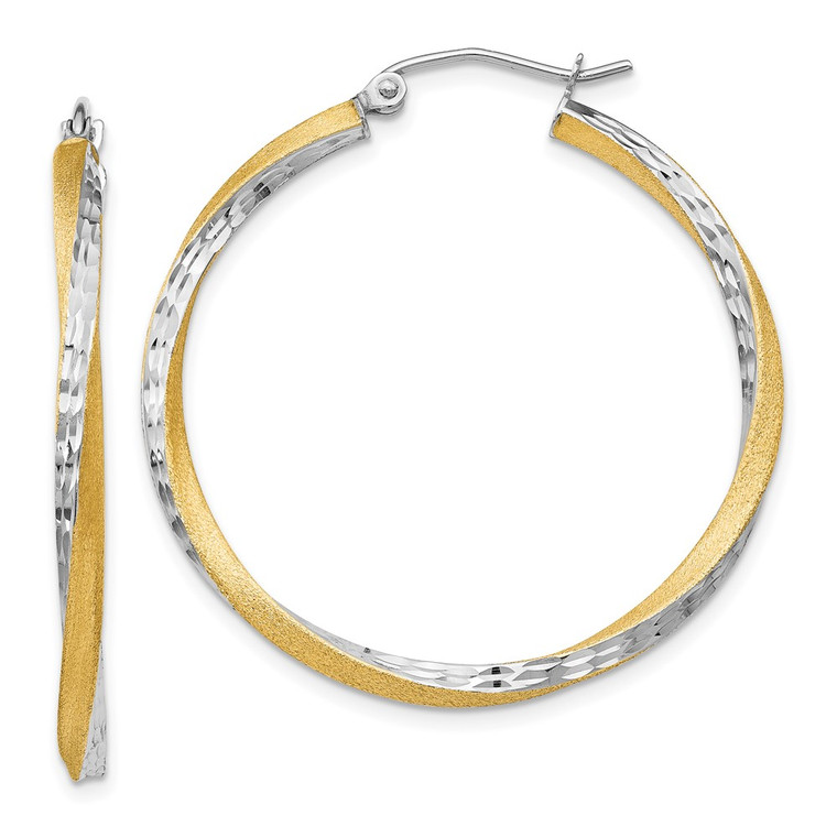 14k & Rhodium Diamond-cut 2.5mm Twisted Hoop Earrings - TC-828FEC8C-6721