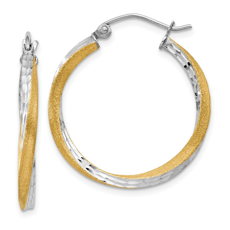 14k & Rhodium Diamond-cut 2.5mm Twisted Hoop Earrings - TC-C0CFDC75-9132
