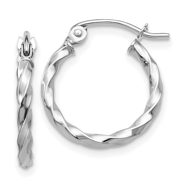 14k WG Twist Polished Hoop Earring - TE-E454E8B0-3604