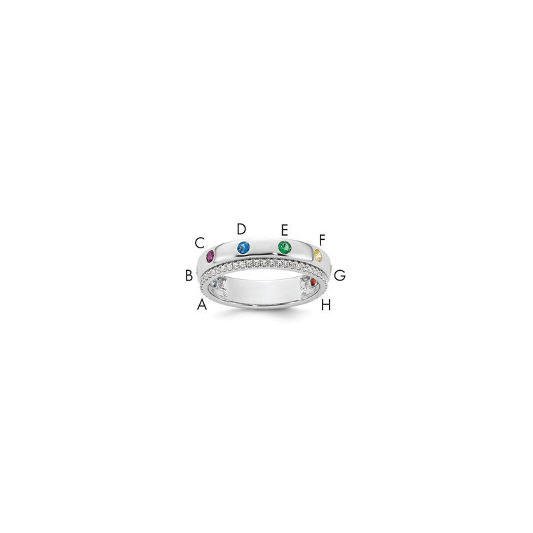 14k WG8 Birthstone and Diamond Mother's Ring Semi-mount