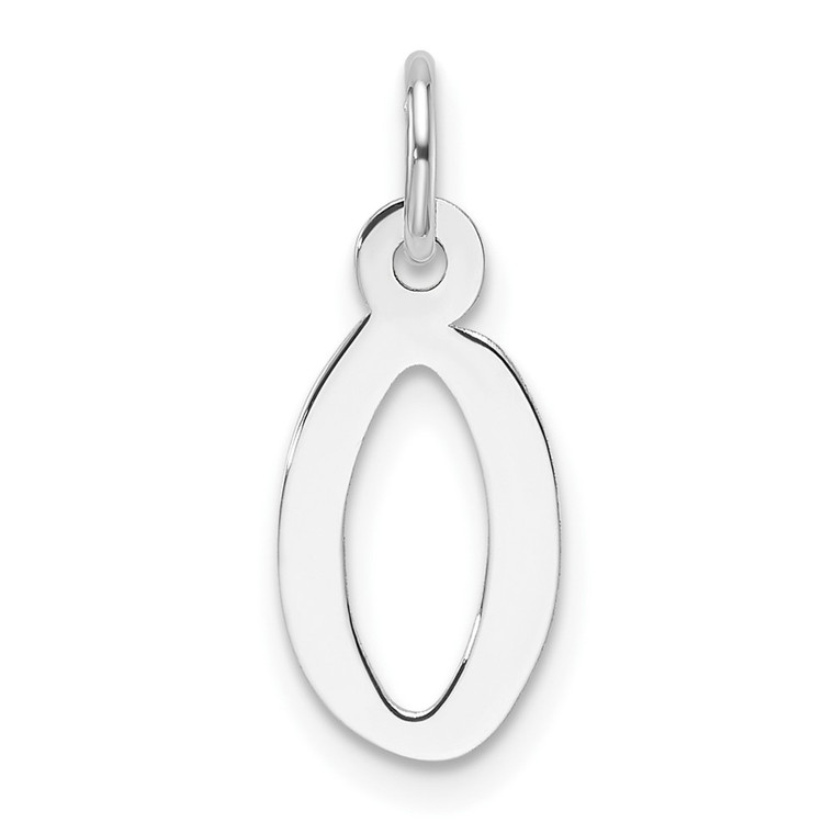 14K White Gold  Slanted Block Letter O Initial Charm