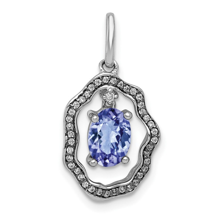 14k White Gold .62 Tanzanite and Diamond Dangle Pendant