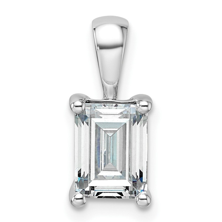 14k White Gold 1 1/2 carat Lab Grown Diamond VS/SI+ G+ Emerald Complete Four Prong Pendant