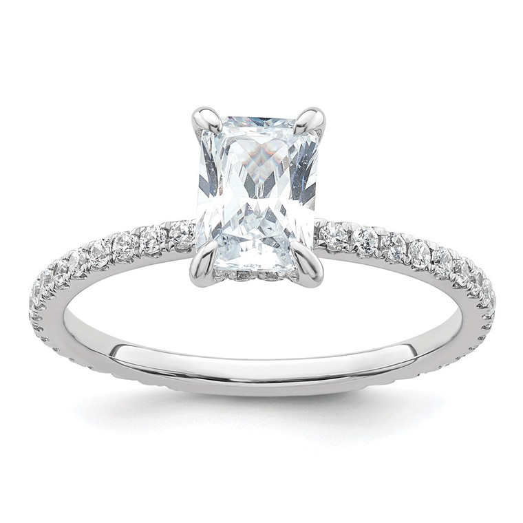 14k White Gold 1 1/3 carat Certified Lab Grown Diamond VS/SI+ G+ Radiant Complete Solitaire with Flair Engagement Ring
