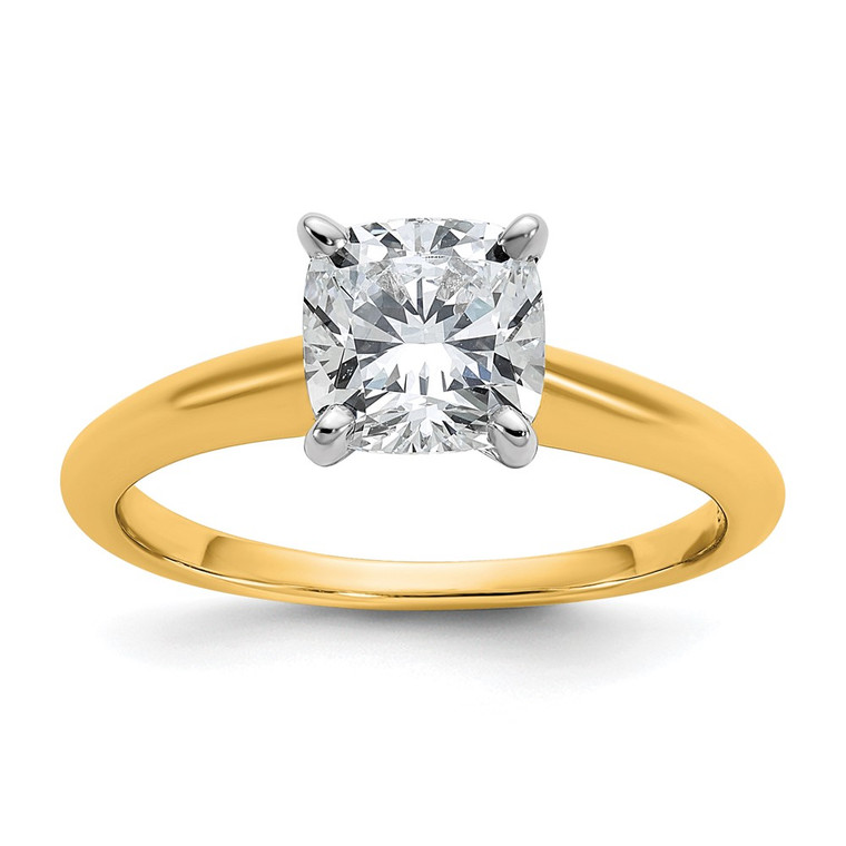 14k White Gold 1 1/4 carat Certified Lab Grown Diamond VS+ F+ Cushion Complete Solitare Engagement Ring