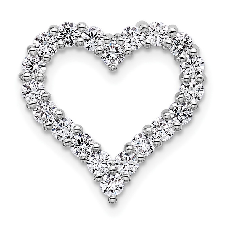 14k White Gold 1 carat Lab Grown Diamond VS/SI+ G+ Complete Heart Chain Slide Pendant