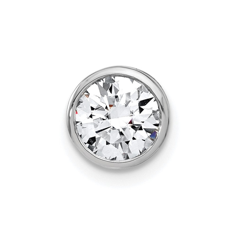 14k White Gold 1 carat Lab Grown Diamond VS/SI+ G+ Round Complete Bezel Chain Slide Pendant