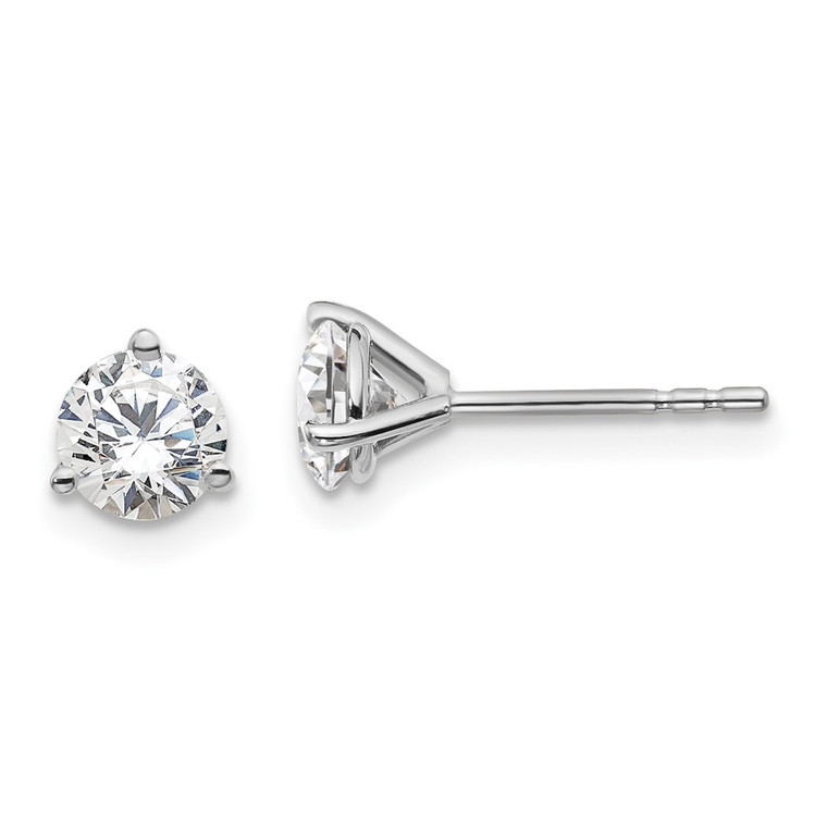 14k White Gold 1 ctw Lab Grown Diamond VS+ F+ Round 3 Prong Heavy Wt. Stud Earrings - EM-57483EBA-1420
