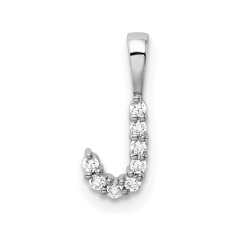 14k White Gold 1/10 carat Lab Grown Diamond VS/SI+ G+ Complete Letter J Initial Pendant