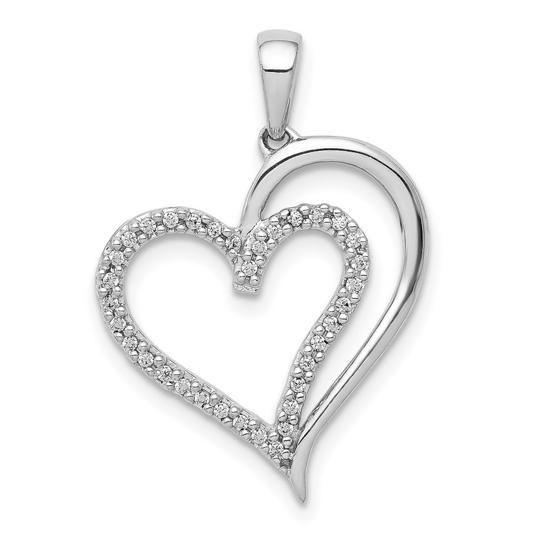14k White Gold 1/10ct. Diamond Heart Pendant - PM-1F30B816-5189