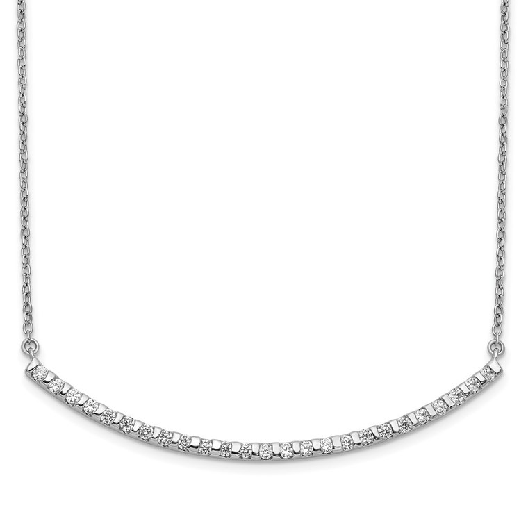 14k White Gold 1/2 carat Diamond Curved Bar 18 inch Necklace