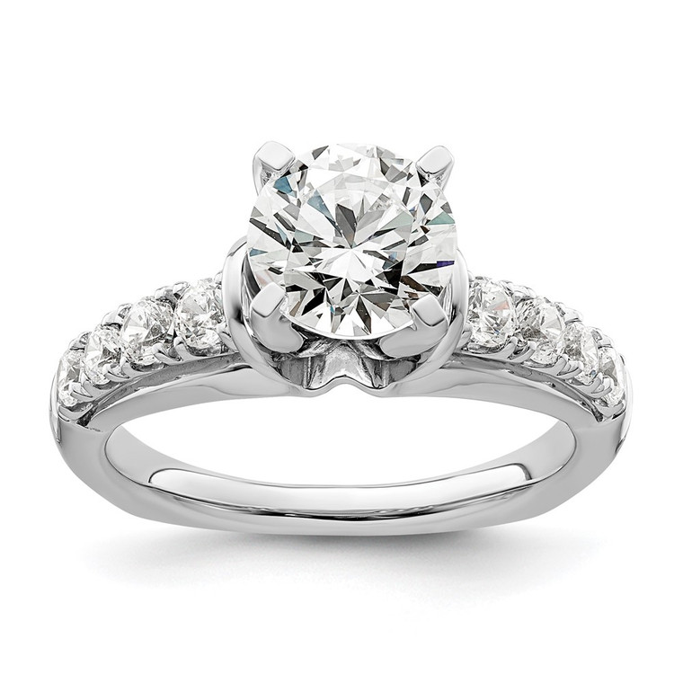 14k White Gold 1/2 carat Lab Grown Diamond VS/SI+ G+ 1 1/2 carat Center Round Semi Mount Shared Prong Engagement Ring