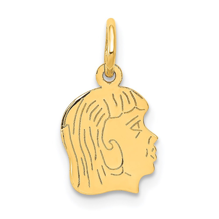 14k .011 Depth Engravable Girl Head Charm - XM-6C9F1E88-6665